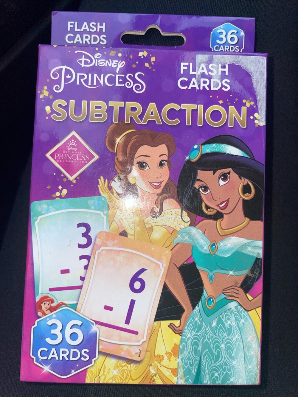 Disney Princess Subtraction Flash Cards – Purple and Teal